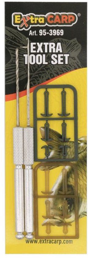 EXC Tool Set 2pcs - Boilieboor & Boilienaald - RVS - incl. Extender Hair Boilie Stoppers - Voor Karper Vissen Onderlijn