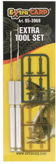 EXC Tool Set 2pcs - Boilieboor & Boilienaald - RVS - incl. Extender Hair Boilie Stoppers - Voor Karper Vissen Onderlijn