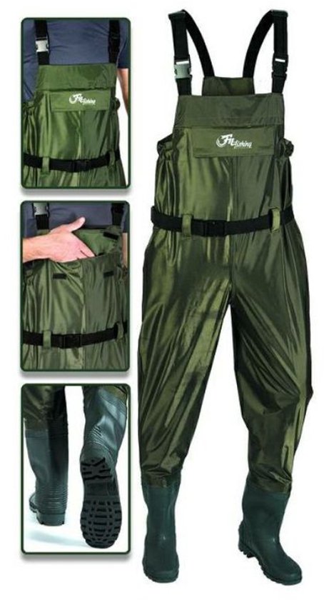Fil Chest Wader Size #43 - Waadpak - PVC en Nylon - Schoenmaat #43 - Donkergroen - Voor Vissen en Outdoor