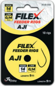 Feeder Rigs 'AJI' - Haakmaat #10 - 0.18mm - 1m - 10 stuks - Feeder Onderlijnen - Witvis Onderlijn