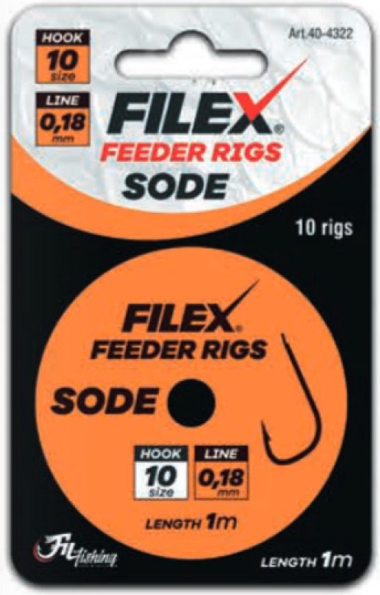 Feeder Rigs 'SODE' - Haakmaat #10 - 0.18mm - 1m - 10 stuks - Feeder Onderlijnen - Witvis Onderlijn