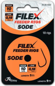 Feeder Rigs 'SODE' - Haakmaat #14 - 0.14mm - 1m - 10 stuks - Feeder Onderlijnen - Witvis Onderlijn
