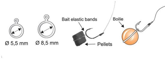 Extra Carp Bait Elastic Bands - 5.5mm - 18 stuks - Oppervlakte Karper Vissen - Elastiek met haakoog