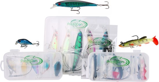 Kunstaas Voordeelpakket met Stalen Onderlijnen - Met Pluggen, Crankbaits, Softbaits & Stalen onderlijnen - Roofvissen - kunstaas pakket
