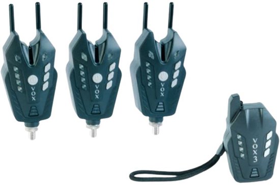EXC VOX 3 Bite Alarm Set - 3+1 Beetmelder Set voor Karpervissen - Inclusief Ontvanger en schroefbare Snag Ears