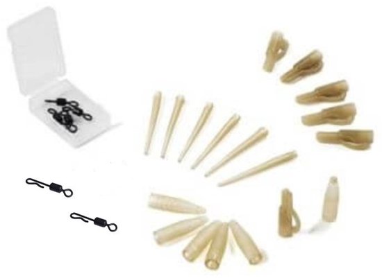 EXC Camou Lead Clip Set - 6 sets - Met QC Swivels -Loodclips voor Karper Onderlijn - Rigmateriaal voor Vissen