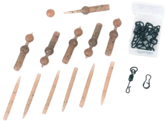 EXC Heli Quick Change System - 6 sets - Camo Brown - Karper Vissen Helikopter onderlijn montage - Heli Rig