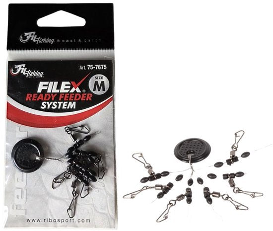 Filex Ready Feeder System - Medium - 6 stuks - Feeder Vissen Montage systeem - Witvissen Feeder Onderlijn montage