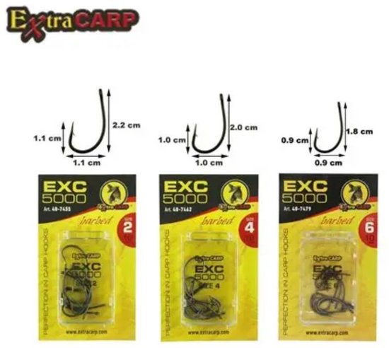EXC '5000' Karper Haken - Haakmaat #2 - 10 stuks - Barbed