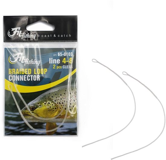 Fil FLY Braided Loop Connector - 2pcs - Voor verbinden Vliegvis Leader, Vislijn en/of Backing - Vliegvissen Connector voor Onderlijn