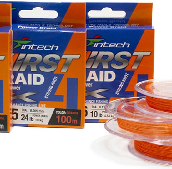 Intech Roofvis Vislijn FIRST Braid PE X4 #0.8 - Orange - 0.148mm - 100m - 5.45kg - Gevlochten Lijn