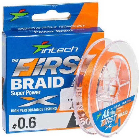 Intech Roofvis Vislijn FIRST Braid PE X4 #0.8 - Orange - 0.148mm - 100m - 5.45kg - Gevlochten Lijn