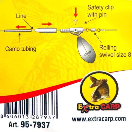 EXC Safety Bolt Rig w/ Camo Tubing - 3 stuks - 30cm - Compleet Vastlood Systeem - Karper Vissen Leader - Onderlijn Vissen