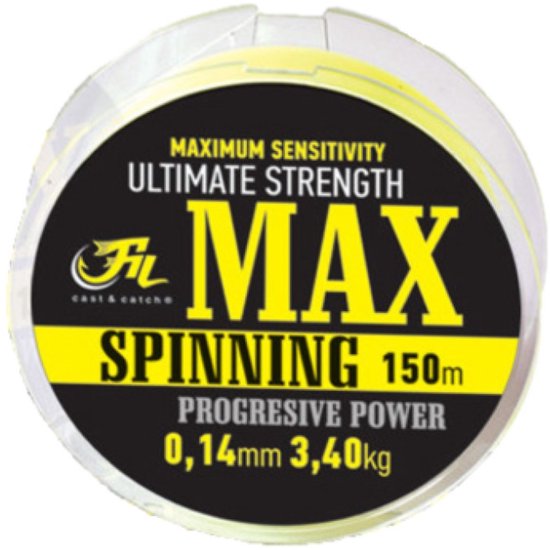 Fil MAX Spinning - 0.16mm - 3.9kg - 150m - Nylon Roofvis Vislijn - Fluo Gele Nylon Roofvis lijn - Voor vissen met kunstaas