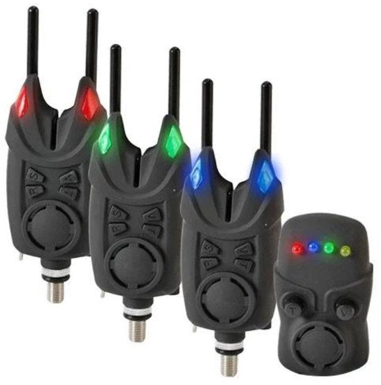 EXC ELITE 3 Bite Alarm Set - 3+1 Beetmelder set voor Karpervissen - Inclusief Ontvanger en schroefbare Snag Ears