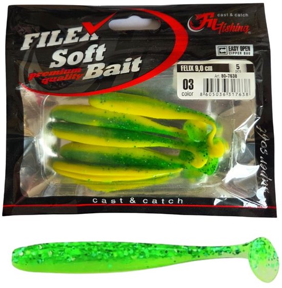 FC's FELIX Softbaits 'Assorti'- 9.0cm - 25 stuks - 5x5 Shads in verschillende kleuren - Shad/Soft Bait - Kunstaas voor Roofvissen - Voordeelpakket