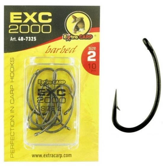 EXC '2000' Karper Haken - Haakmaat #6 - 10 stuks - Barbed - Karper Haak - Carp Hooks - voor Karper Onderlijnen
