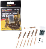 EXC Heli Quick Change System - 6 sets - Camo Brown - Karper Vissen Helikopter onderlijn montage - Heli Rig