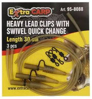 EXC Heavy Lead Clips with Swivel Quick Change - 3pcs - 30cm - Silt - Rigmateriaal Karper Vissen