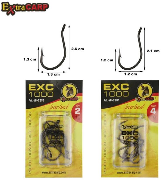 EXC '1000' Karper Haken - Haakmaat #6 - 10 stuks - Barbed - Karper Haak - Carp Hooks - voor Karper Onderlijnen