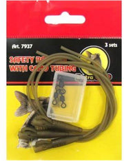 EXC Safety Bolt Rig w/ Camo Tubing - 3 stuks - 30cm - Compleet Vastlood Systeem - Karper Vissen Leader - Onderlijn Vissen