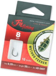 Snelled Hooks 'Method Feeder' - Haakmaat #6 - 0.22mm - 50cm - 10 stuks - Feeder, Method, Witvis Onderlijnen