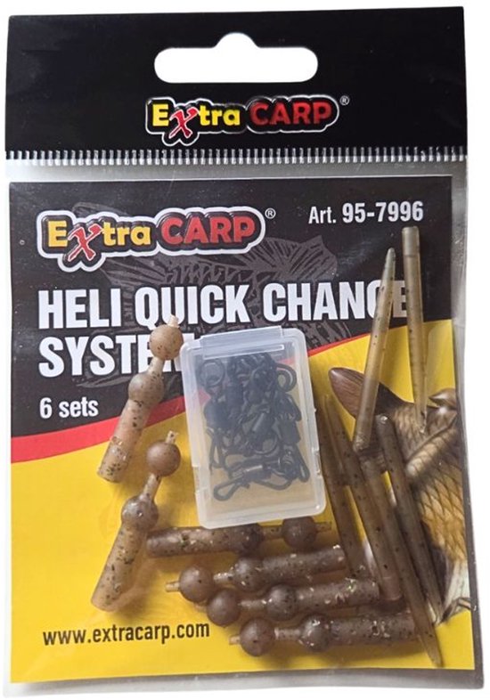 EXC Heli Quick Change System - 6 sets - Camo Brown - Karper Vissen Helikopter onderlijn montage - Heli Rig