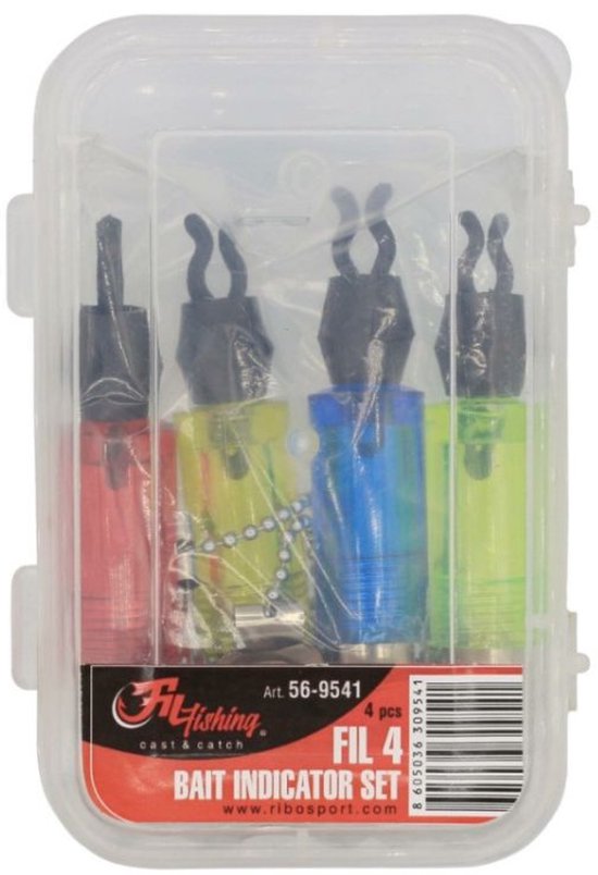 Fil 4 Bite Indicator Set - 4 stuks - Beetindicatie Karper Hangers set - Swinger set - Rood, Geel, Blauw & Groen - Karpervissen