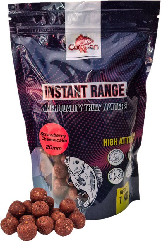 4x 1kg Instant Range Boilies 'Assorti' - 20mm - 4kg - Verschillende varianten - Strawberry, Scopex, Garlic & Chili Chicken - Karper Aas