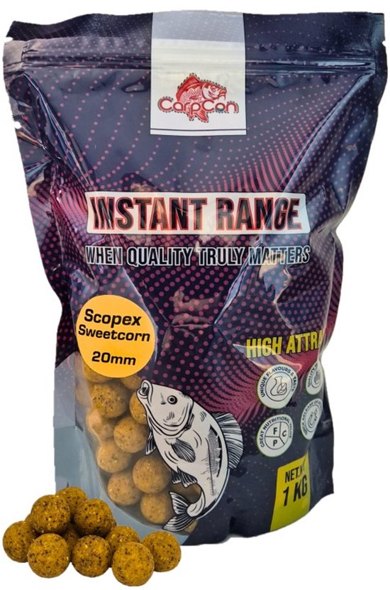 4x 1kg Instant Range Boilies 'Assorti' - 20mm - 4kg - Verschillende varianten - Strawberry, Scopex, Garlic & Chili Chicken - Karper Aas
