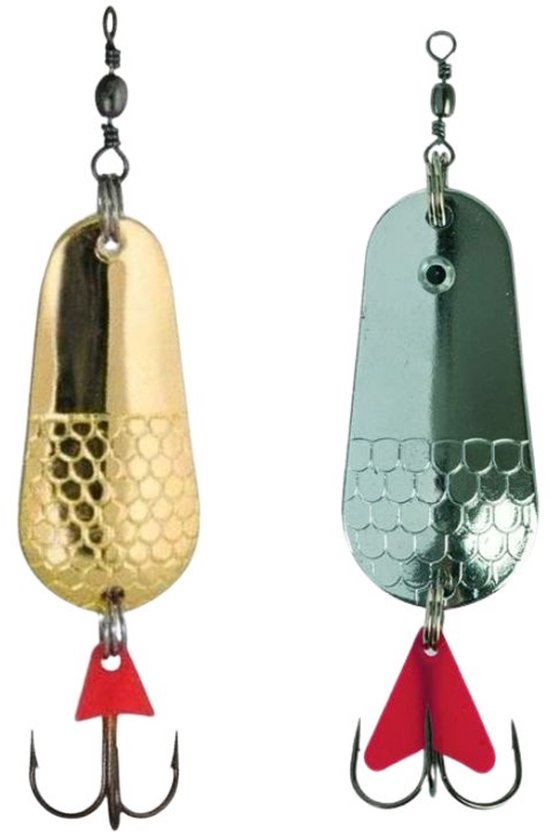 FC's Kunstaas Lepel 'DUO' - 2 stuks - 22g - 9.5cm - Goud & Zilver - Blinker voor Roofvis & Zeevis