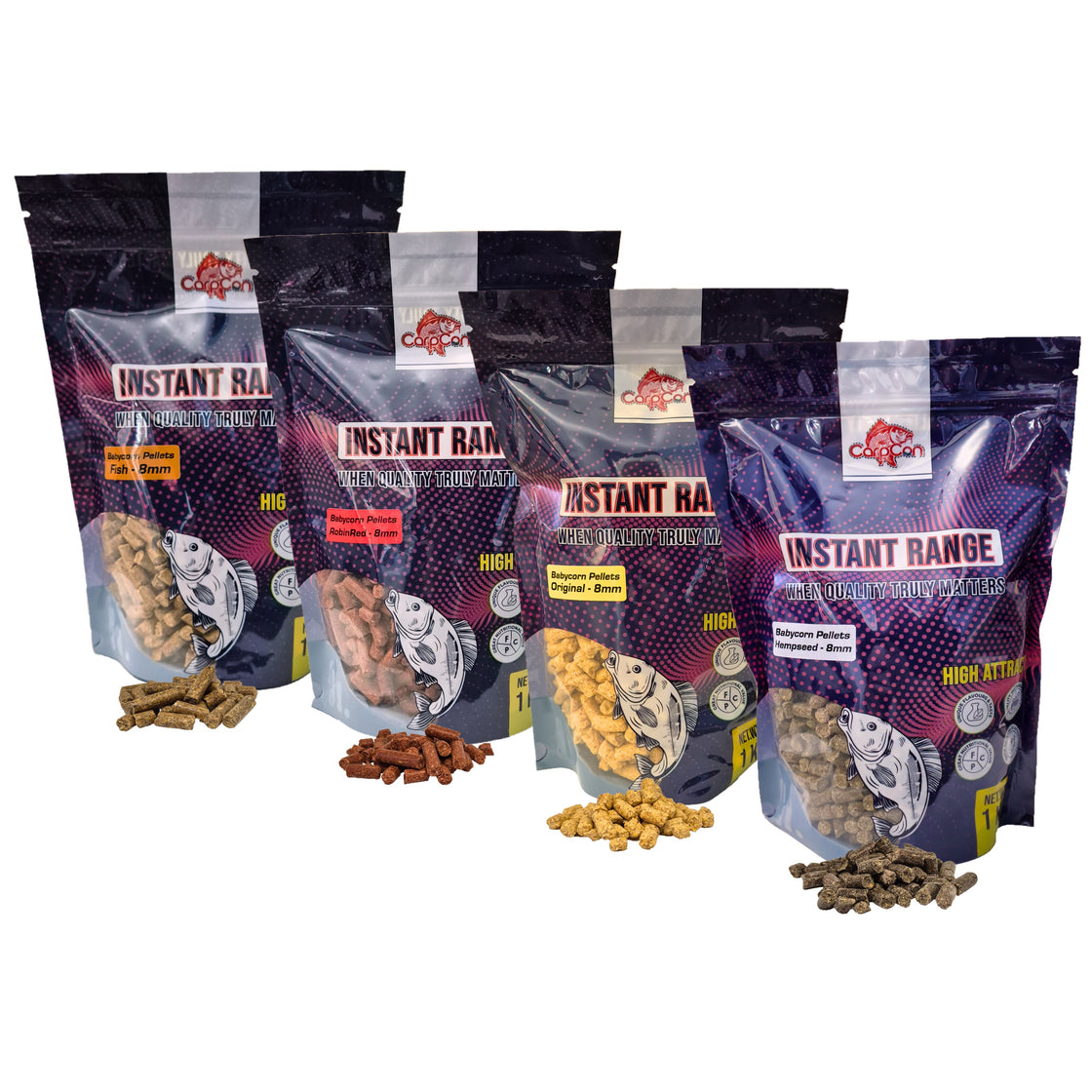 CarpCon Babycorn Pellets 'Assorti' 8mm - 4x1kg Voordeelpakket