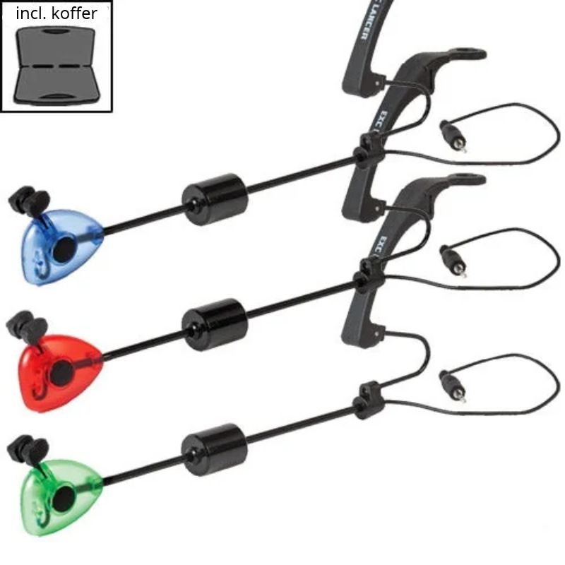 Extra Carp Lancer Verlichte Hanger/Swinger Set – Lichtgevende Bijtindicatie, 3 Stuks incl. Case