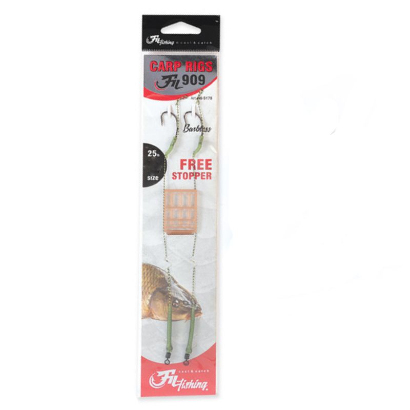 Fil 909 Carp Hair Rigs - BARBLESS - 25lb - 2pcs - Groen - (Meerdere Haakmaten)