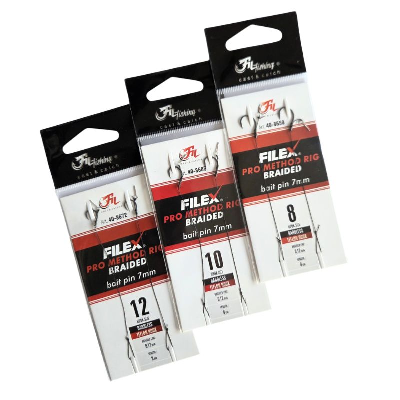Filex Method Pro Rig BARBLESS - Braid - Bait Pin - 0.12mm - 2pcs (meerdere haakmaten)