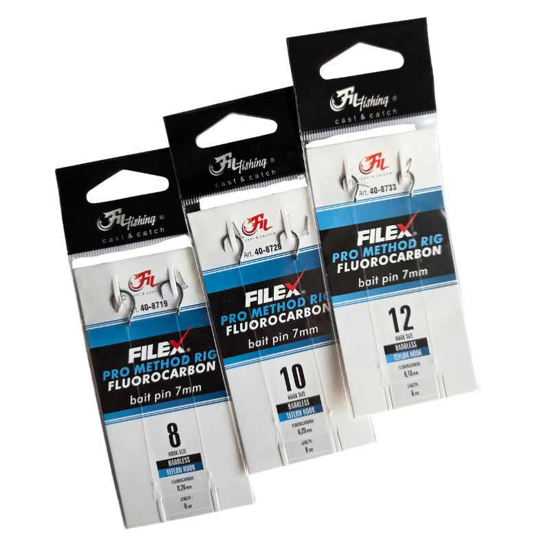 Filex Method Pro Rig BARBLESS - Fluorocarbon - Bait Pin - 2pcs (meerdere haakmaten)