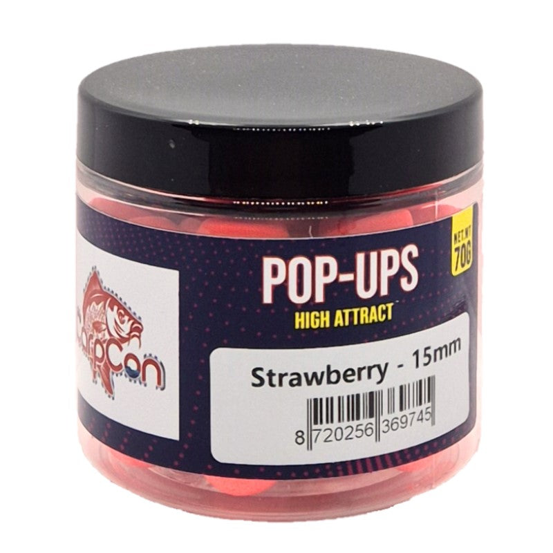 CarpCon High Attract Fluo Pop-Ups 'Strawberry' - 15mm (70g)