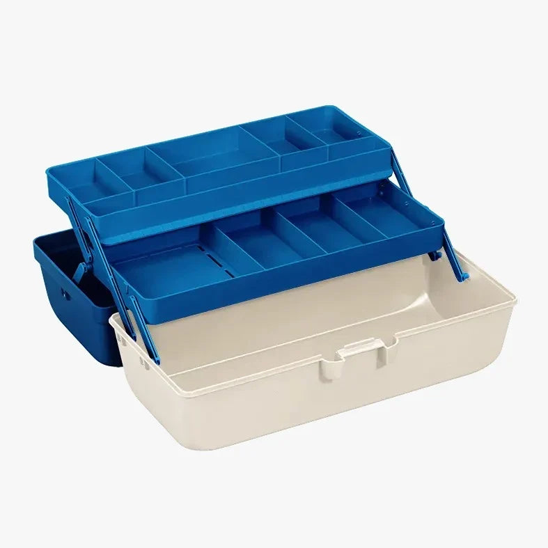 Fil Fishing tacklebox 118/2 geopend met twee uitklapbare niveaus en ruim ondervak