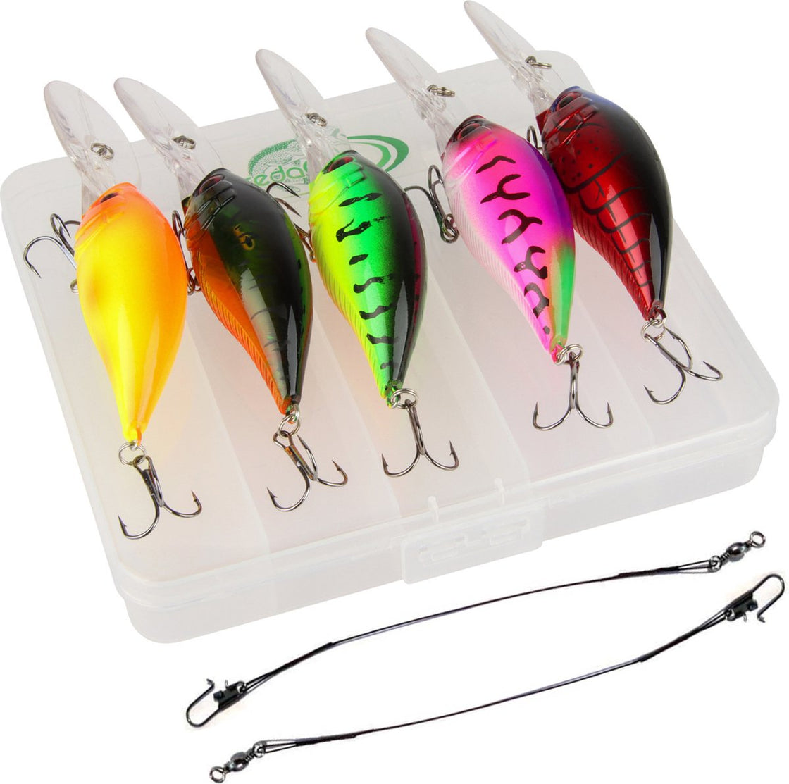 PredaCon Deep Dive Crankbait Set met Stalen onderlijnen - 8-delig - 12.5cm - 20.5g