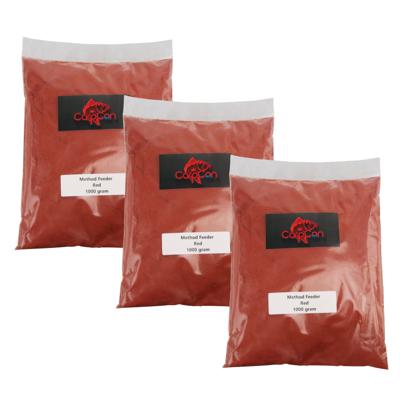 CarpCon 3x 1kg Method 'Robin Red' - Method Feeder Grondvoer