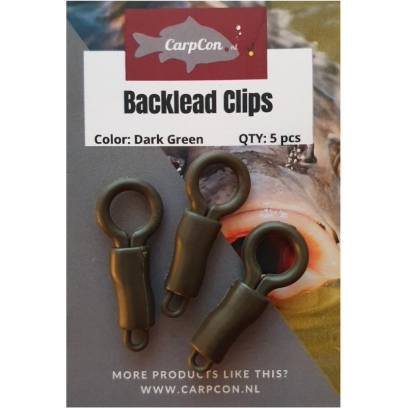 CarpCon Backlead Clips 'Dark Green' - 5 stuks