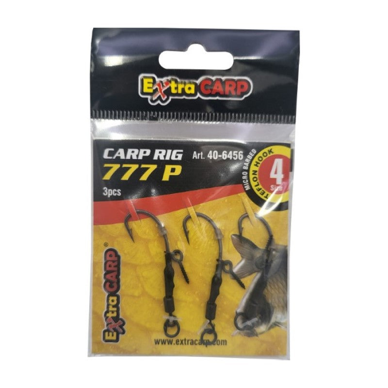 Extra Carp Spinner Rig 777 w/ Bait Screw - 3 stuks (Meerdere Haakmaten)