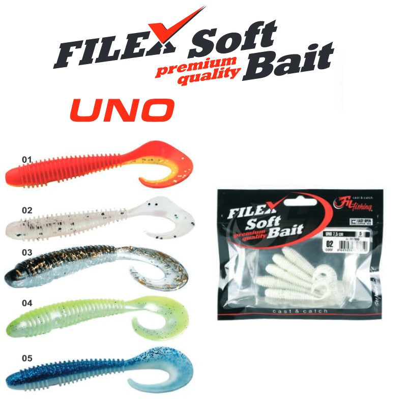 Fil Fishing Filex Soft Bait 'UNO' 01 - 7.5cm - 5 stuks