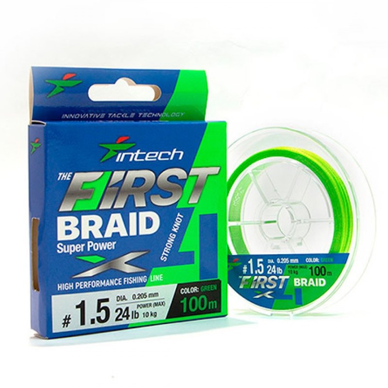 Intech FIRST Braid PE X4 - Green - 100m (meerdere diameters)