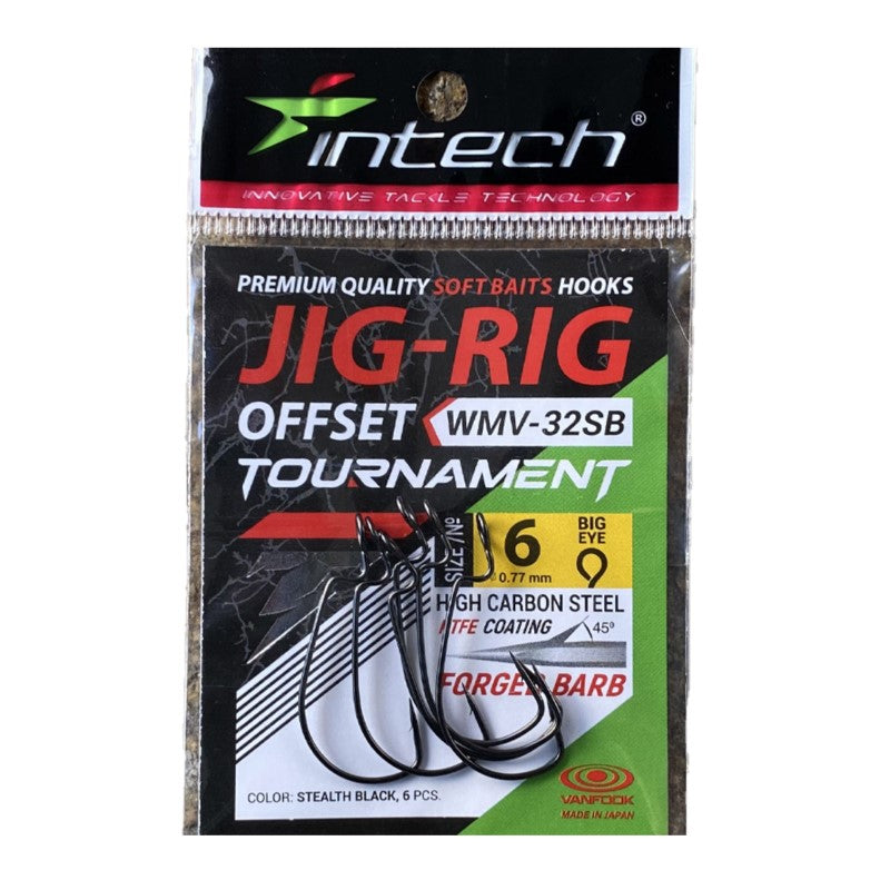 Intech Jig-Rig Offset Hooks - 6 stuks (Meerdere Haakmaten)