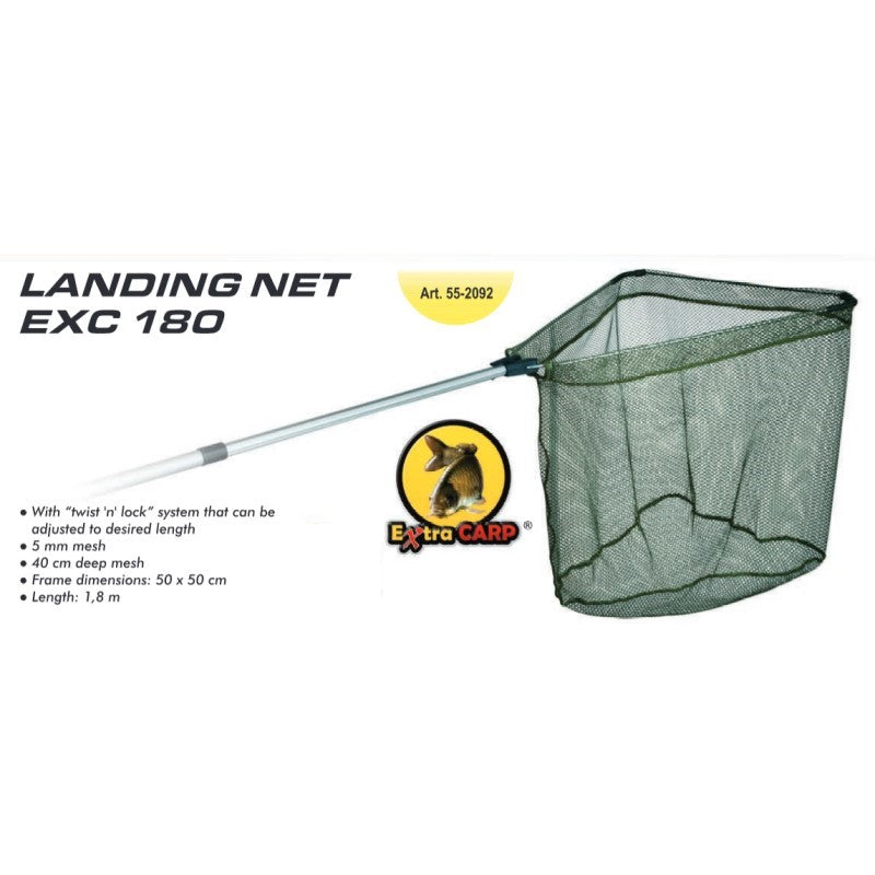 Extra Carp Foldable Landing Net 180 incl. steel - 50x50cm Fishing Connection Extra Carp Foldable Landing Net 180 incl. steel - 50x50cm Fishing Connection