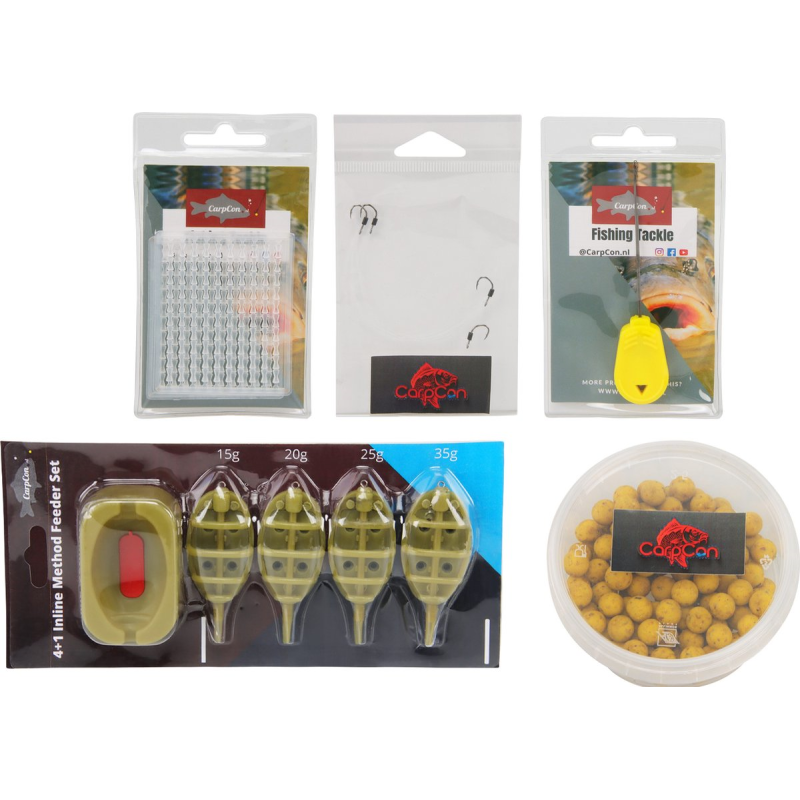 CarpCon 4+1 Method Feeder Set 'Compleet' incl. onderlijnen