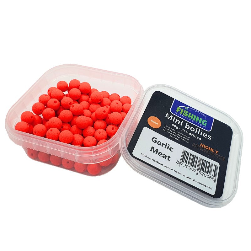 FC Mini Boilies (pre-drilled) 'Garlic Meat' 9mm - 50g