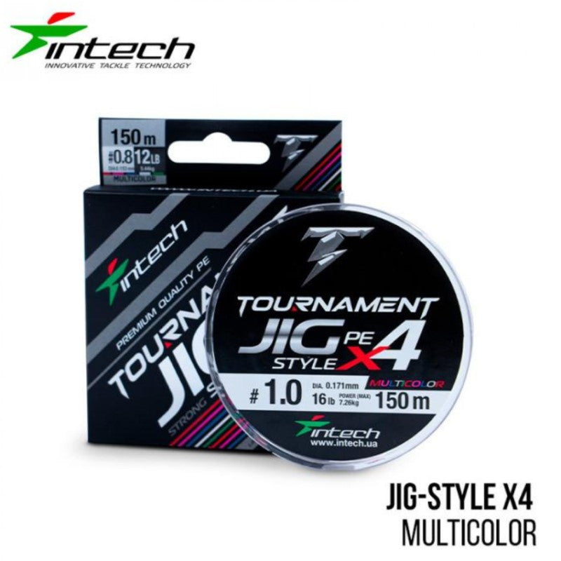 Intech Tournament JIG Style PE X4 Braid - Multicolor - 150m (meerdere diameters)